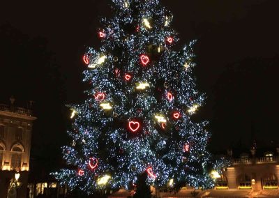 albero di natale di sera nella piazza di Nancy